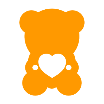 Kidido logo : orange teddybear holding a heart